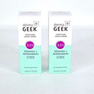 2 Pack Derma Geek Fortifying Facial Serum 3.5% Vitamins + Antioxidants 40mL NEW
